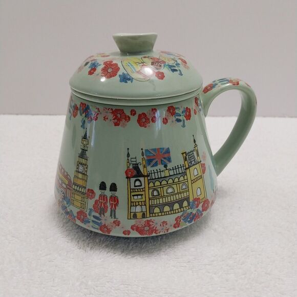 Cost Plus World Market Other - Covered TEA CUP With infuser London Green  World Market Made In China #C029